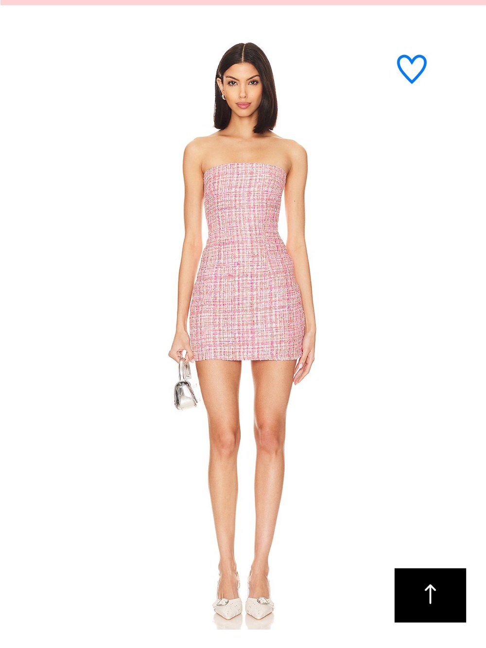 superdown Pink Strapless Tweed Mini Dress